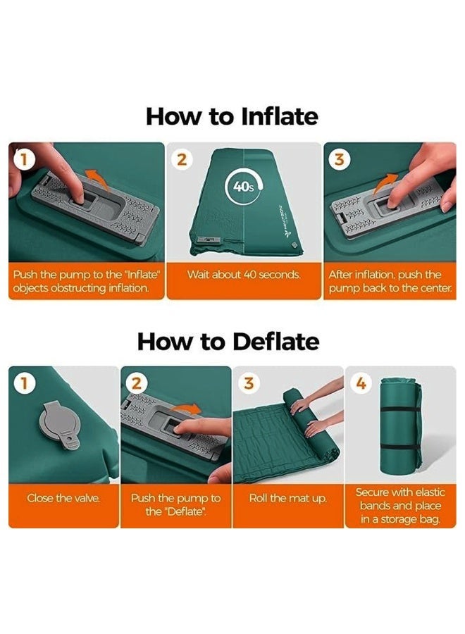 نوفيتسون مرتبة تخييم كهربائية قابلة للنفخ ذاتياً من نوفيتسون مع مضخة مدمجة | سرير هوائي قابل للنفخ والتفريغ تلقائيًا للسفر الخارجي والمنزل | مرتبة قابلة للنفخ محمولة NAM-7600G - الأخضر - Image 2